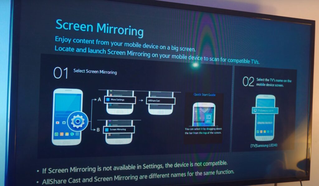 screen mirroring mode on tv